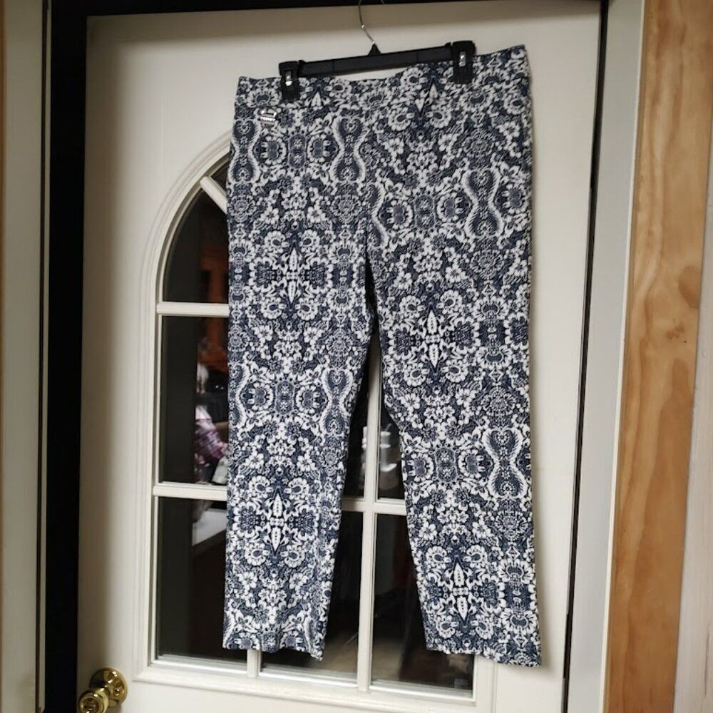 Emaline Navy Blue Designed Pull On Cropped Legging Pants Size Women's 16 Petite